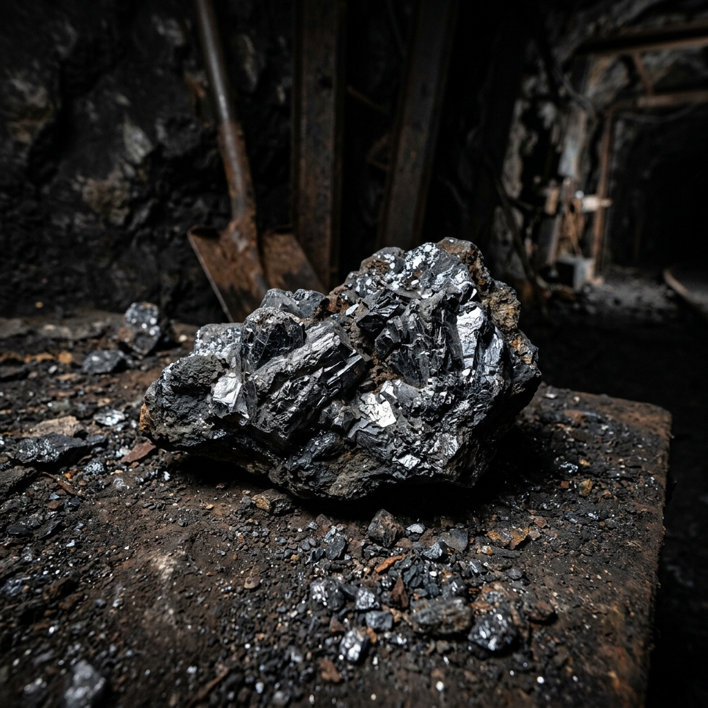 High-grade South African chromium ore — dark metallic chromite crystals